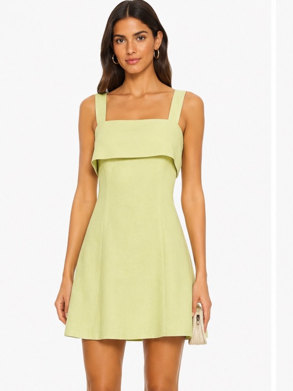 Theory Drape Back Good Linen Mini Dress | Light Lime Green Size 2